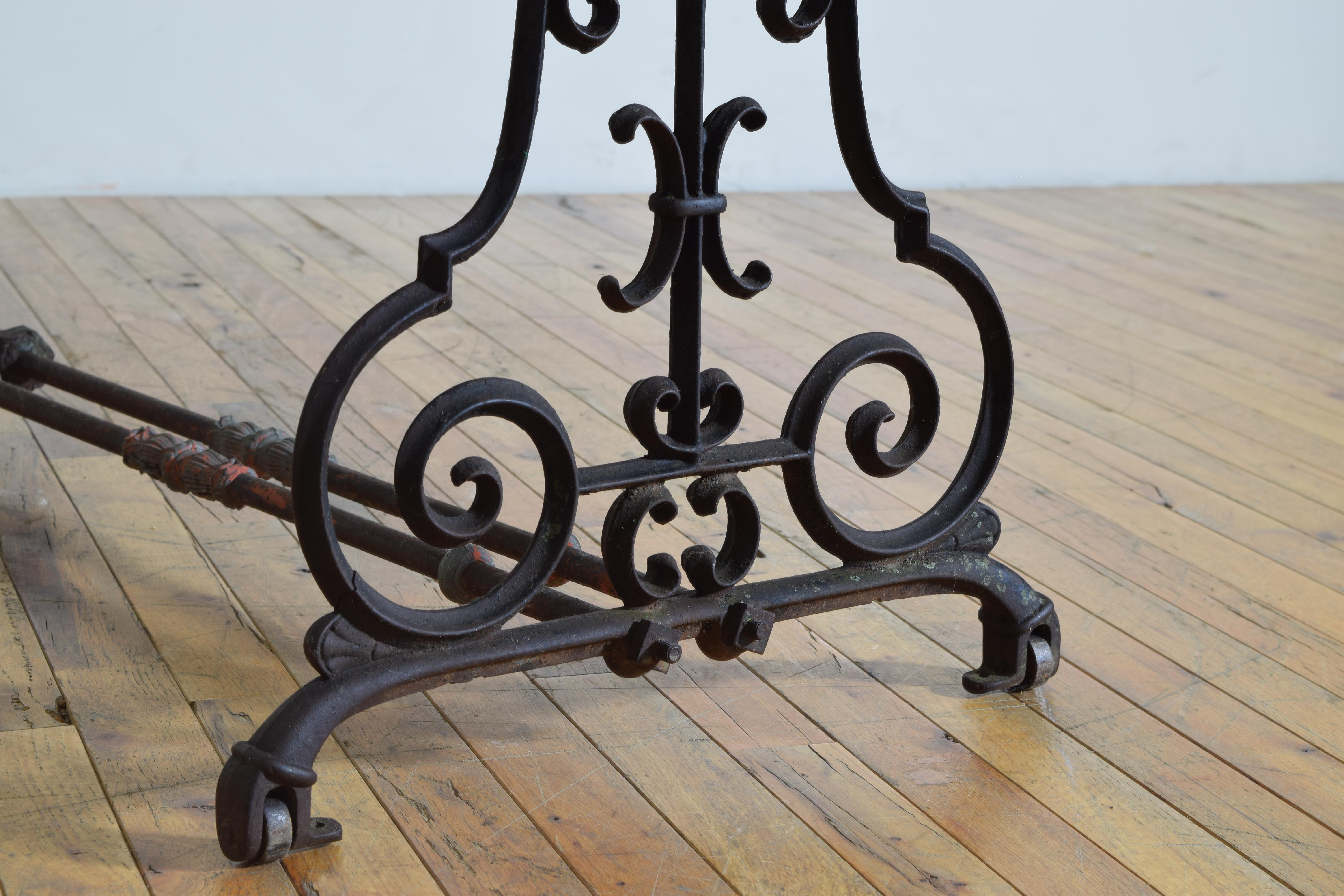 French Wrought Iron & Marble Garden Table, L. David, Lyon, 1st quarter 20th cen. For Sale 5