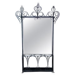 French Wrought Iron Mirror Hall Tree Coat Hat Rack Umbrella Cane Stand