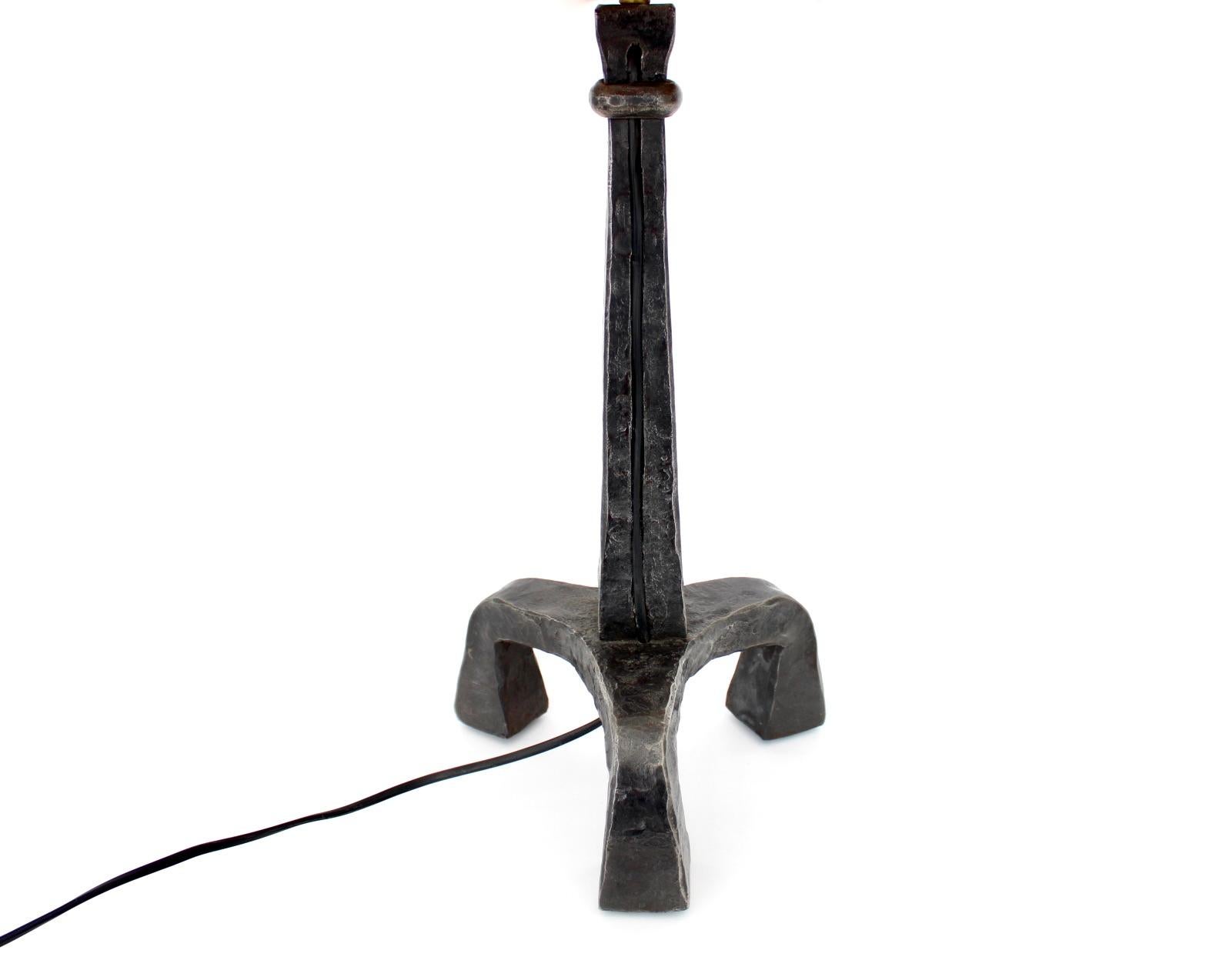 Mid-20th Century French Wrought Iron or Fer Battu Hand Wrought Mid Century Table Lamp