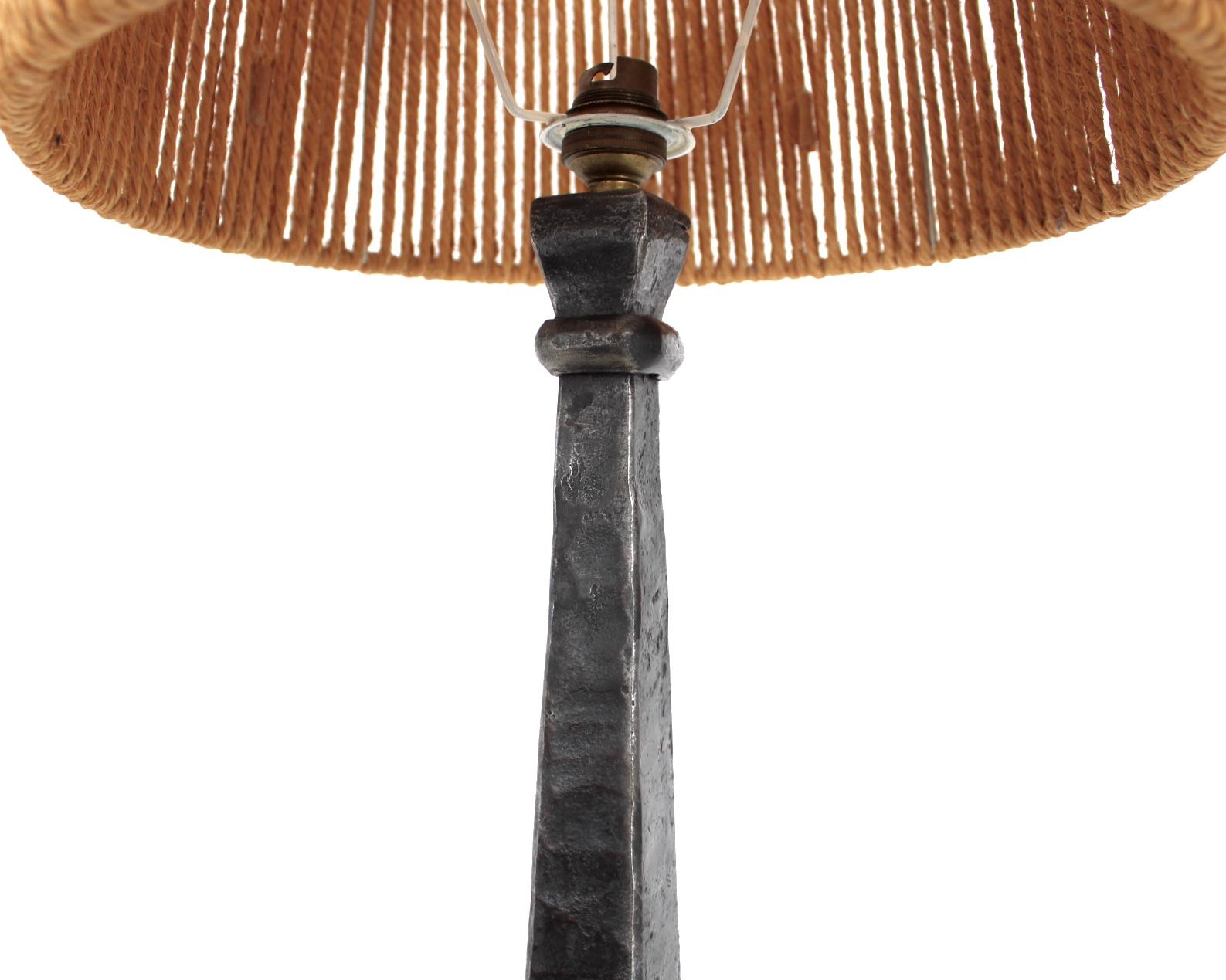 French Wrought Iron or Fer Battu Hand Wrought Mid Century Table Lamp 1