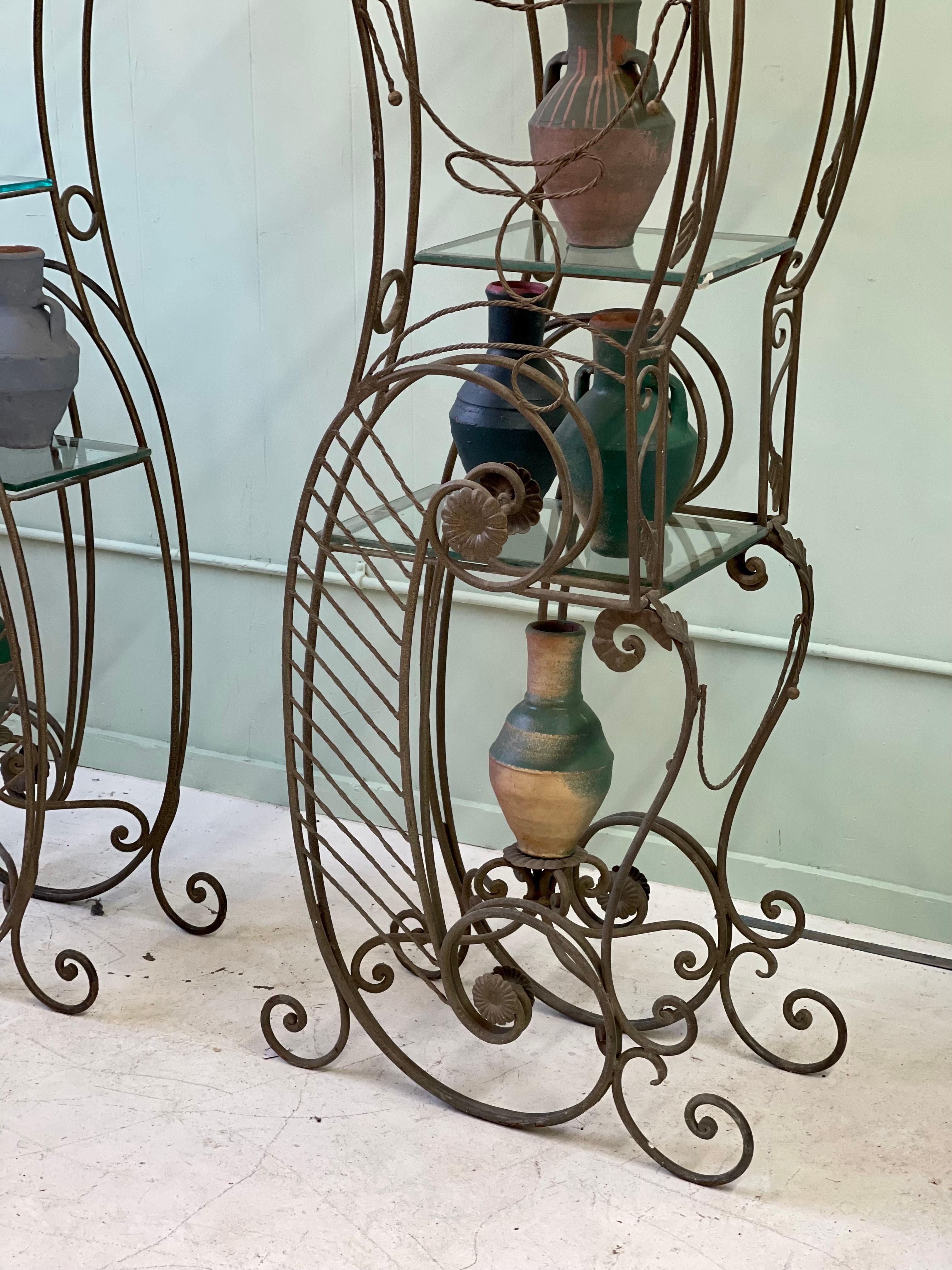 French Wrought Iron Pair of Etageres 7