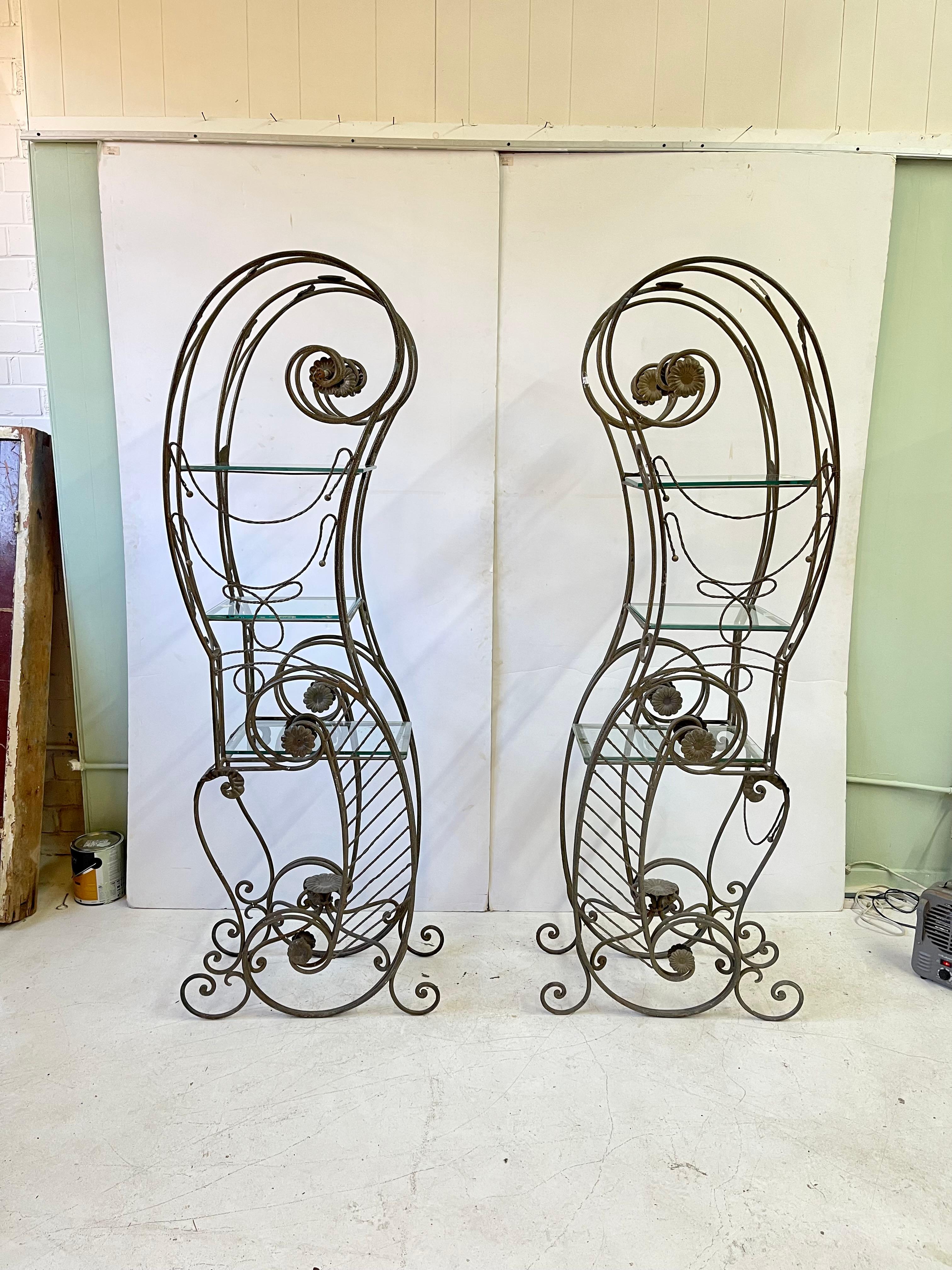 French Wrought Iron Pair of Etageres 2