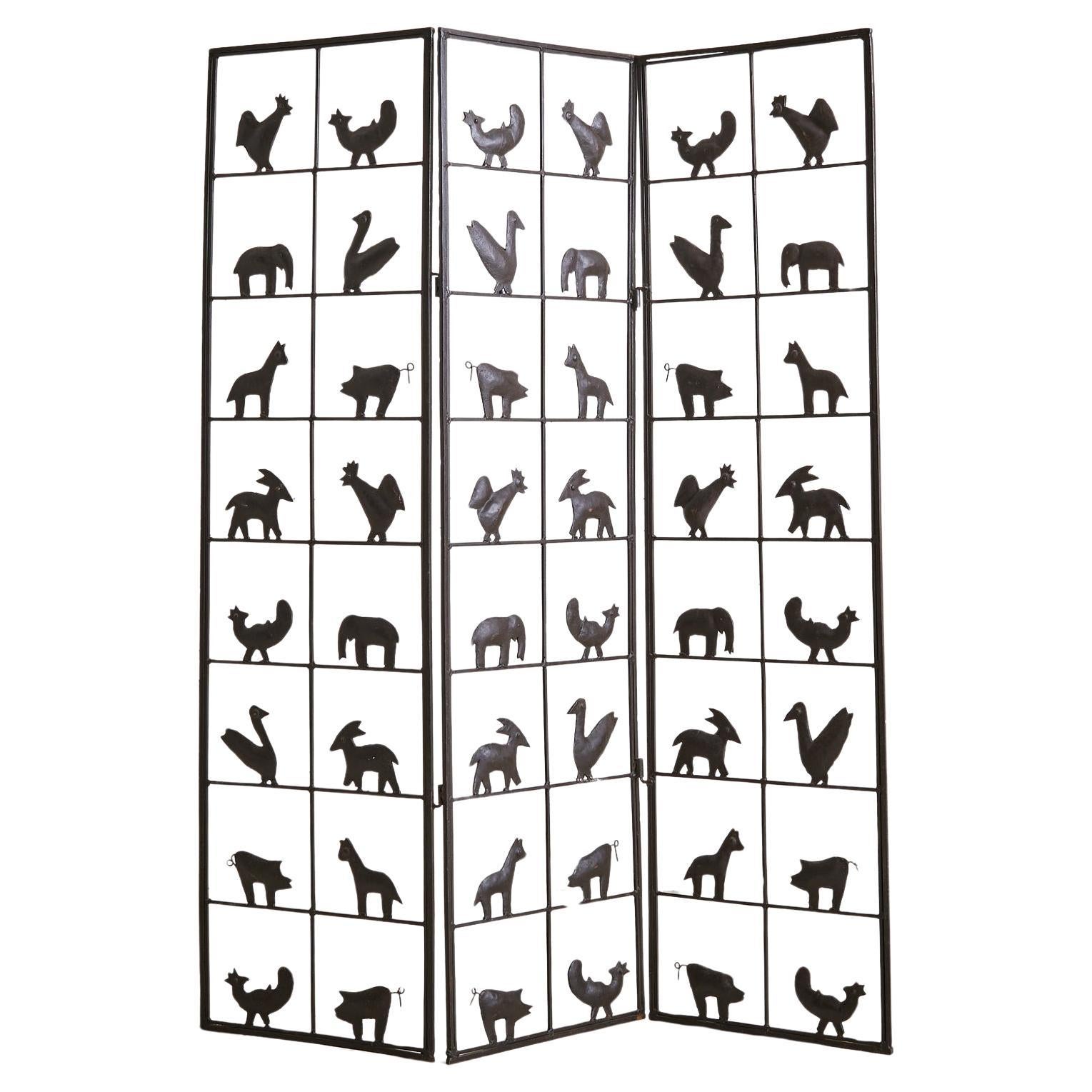 French Wrought Iron Room Divider by Jean Touret for Atelier de Marolles, 1950s in vendita