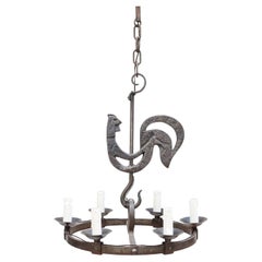 French Wrought Iron Six Arm Chandelier by Atelier Marolles