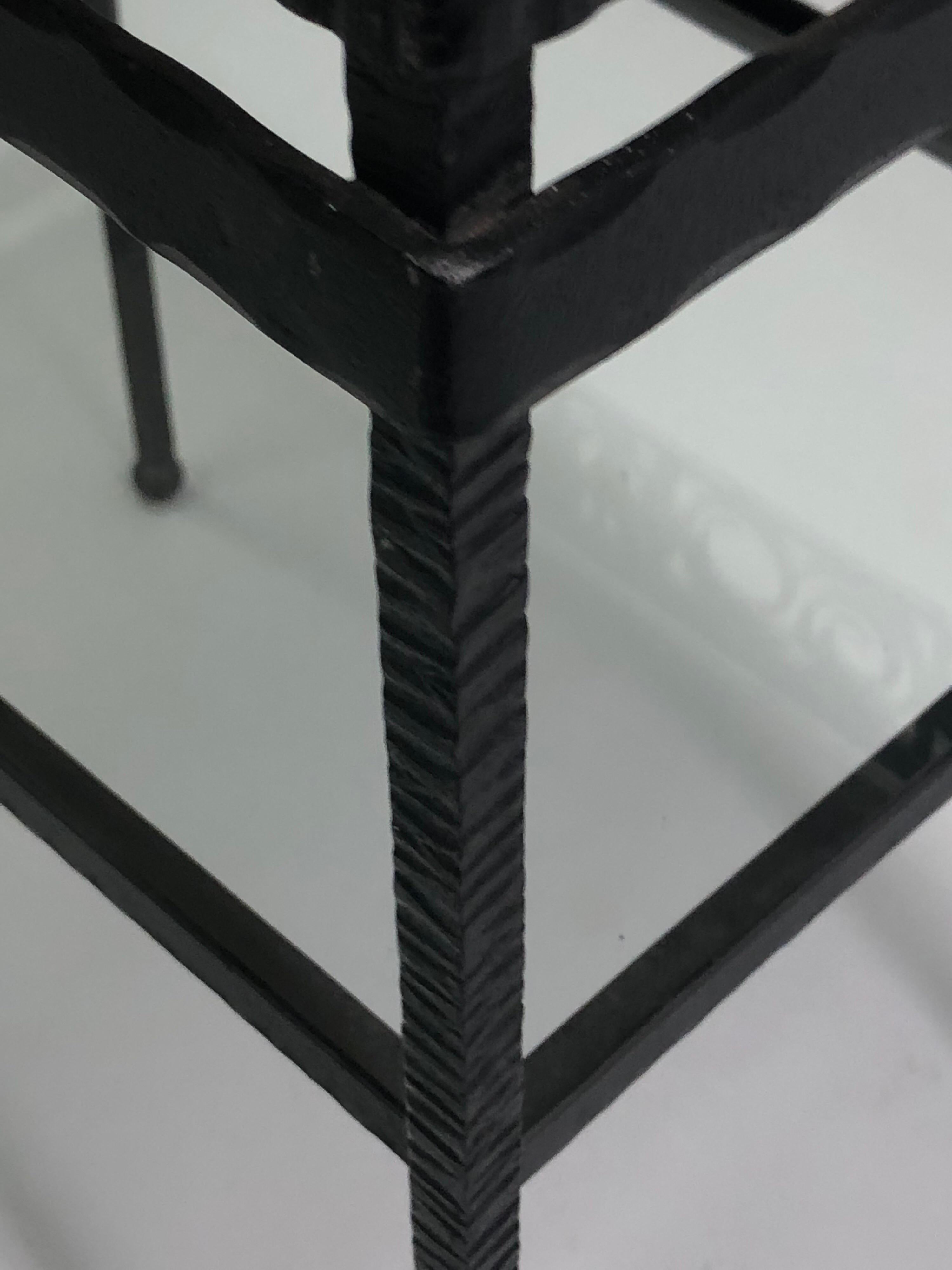 French Wrought Iron and Stone Console or Nightstand, Edgar Brandt For