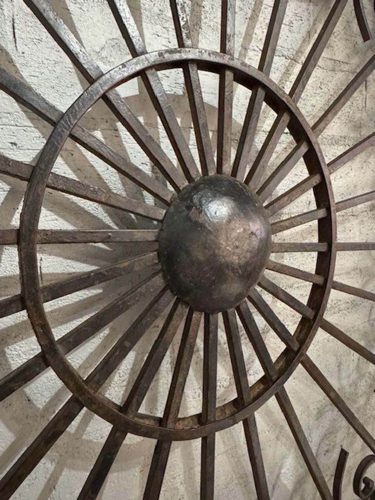 French heavy wrought iron sunburst elements are dramatic, architectural pieces often used in gates, mirrors, wall décor, or garden furniture. They blend Art Deco flair with industrial craftsmanship, and they’re especially prized for their durability