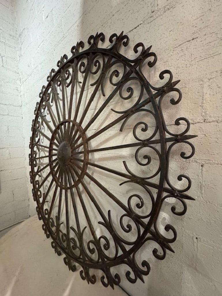 19th Century French Wrought Iron Sunburst Element For Sale