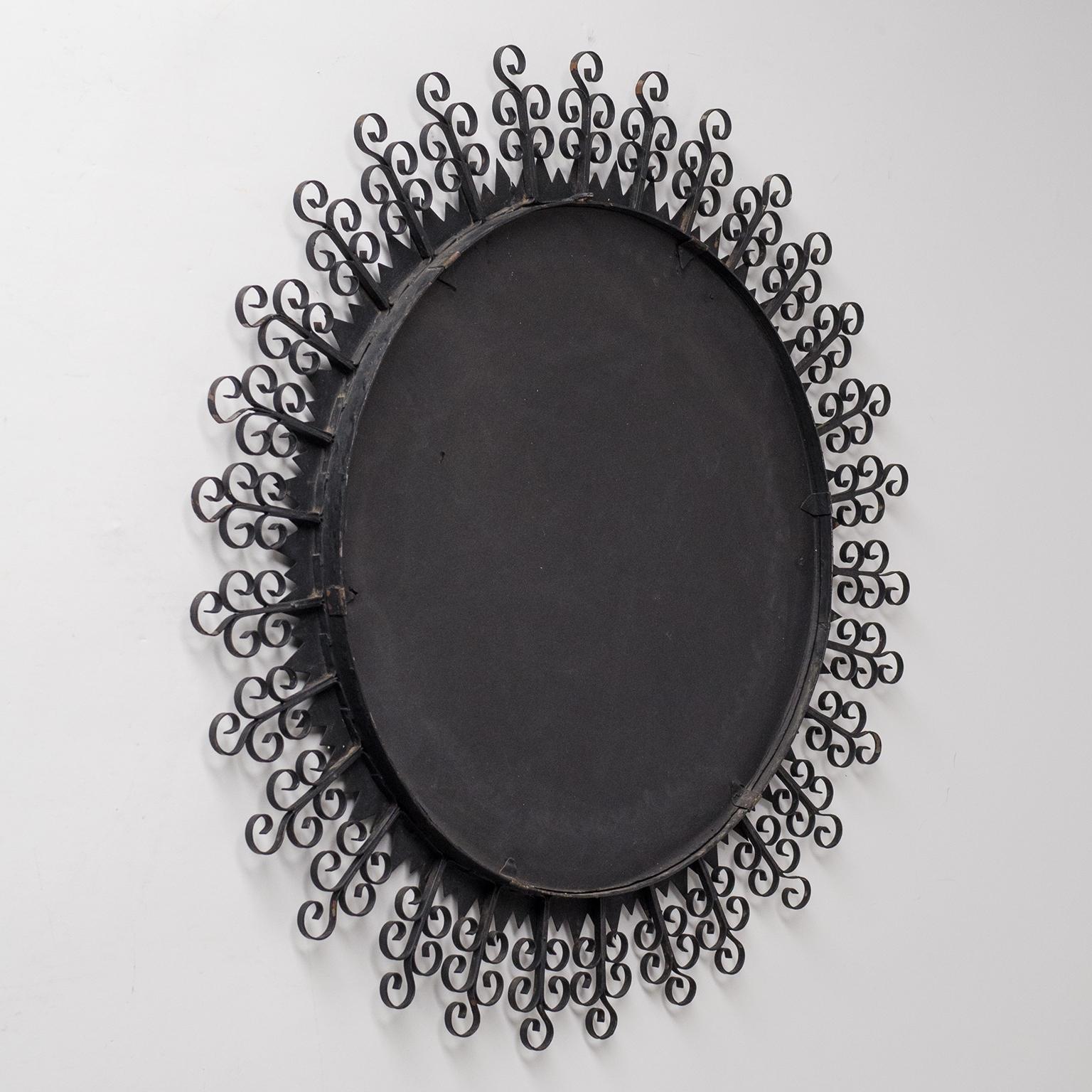 French Wrought Iron Sunburst Mirror, 1960s In Good Condition In Vienna, AT