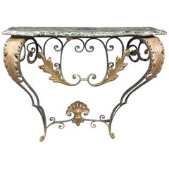 Table console murale en fer forgé français