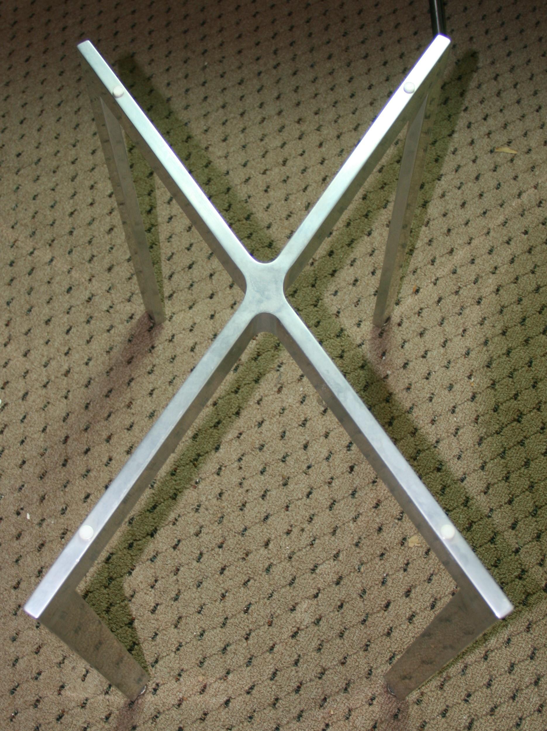Mid-20th Century French X Base and Glass Table For Sale