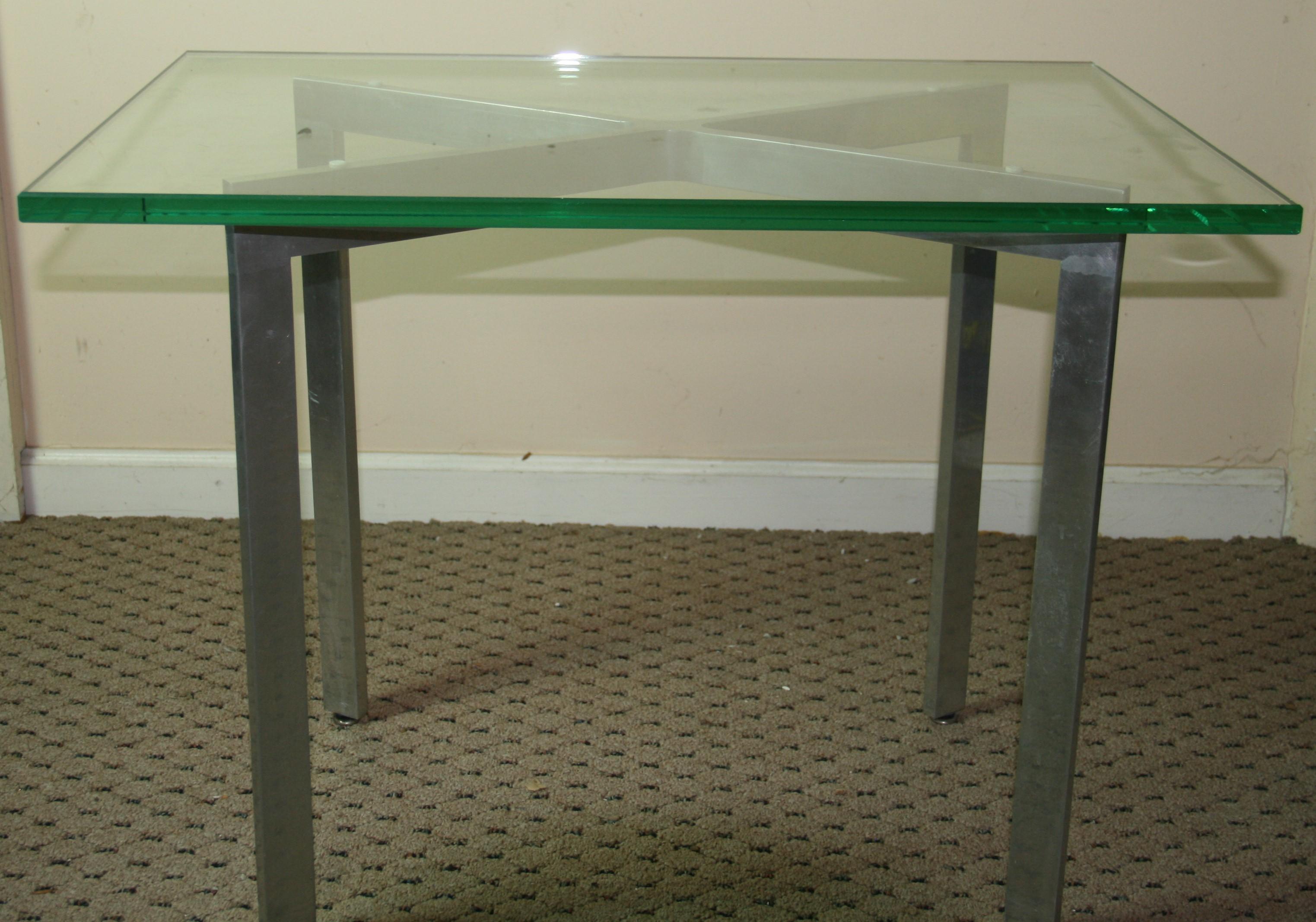 French X Base and Glass Table For Sale 1