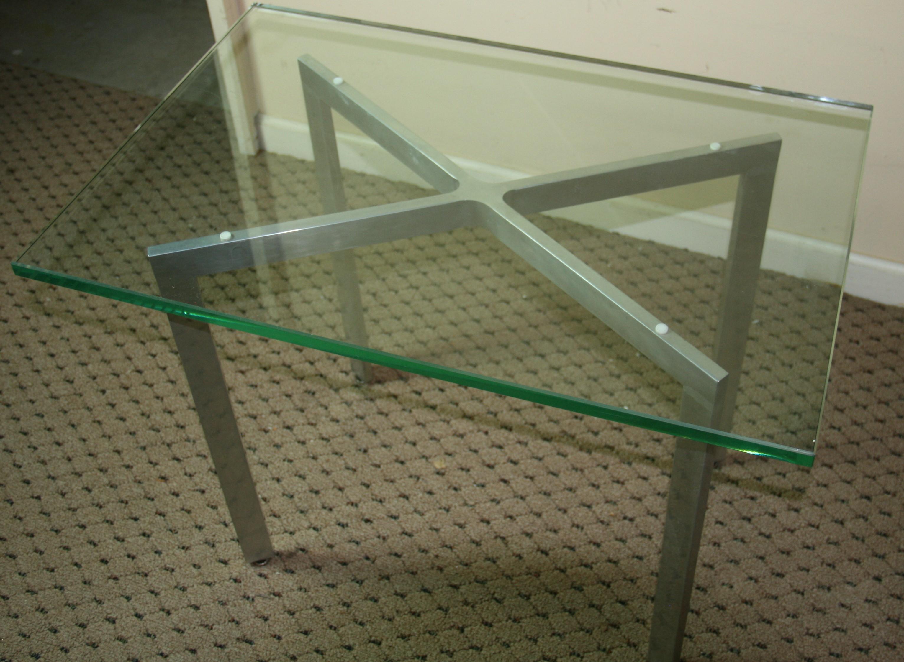French X Base and Glass Table For Sale 2