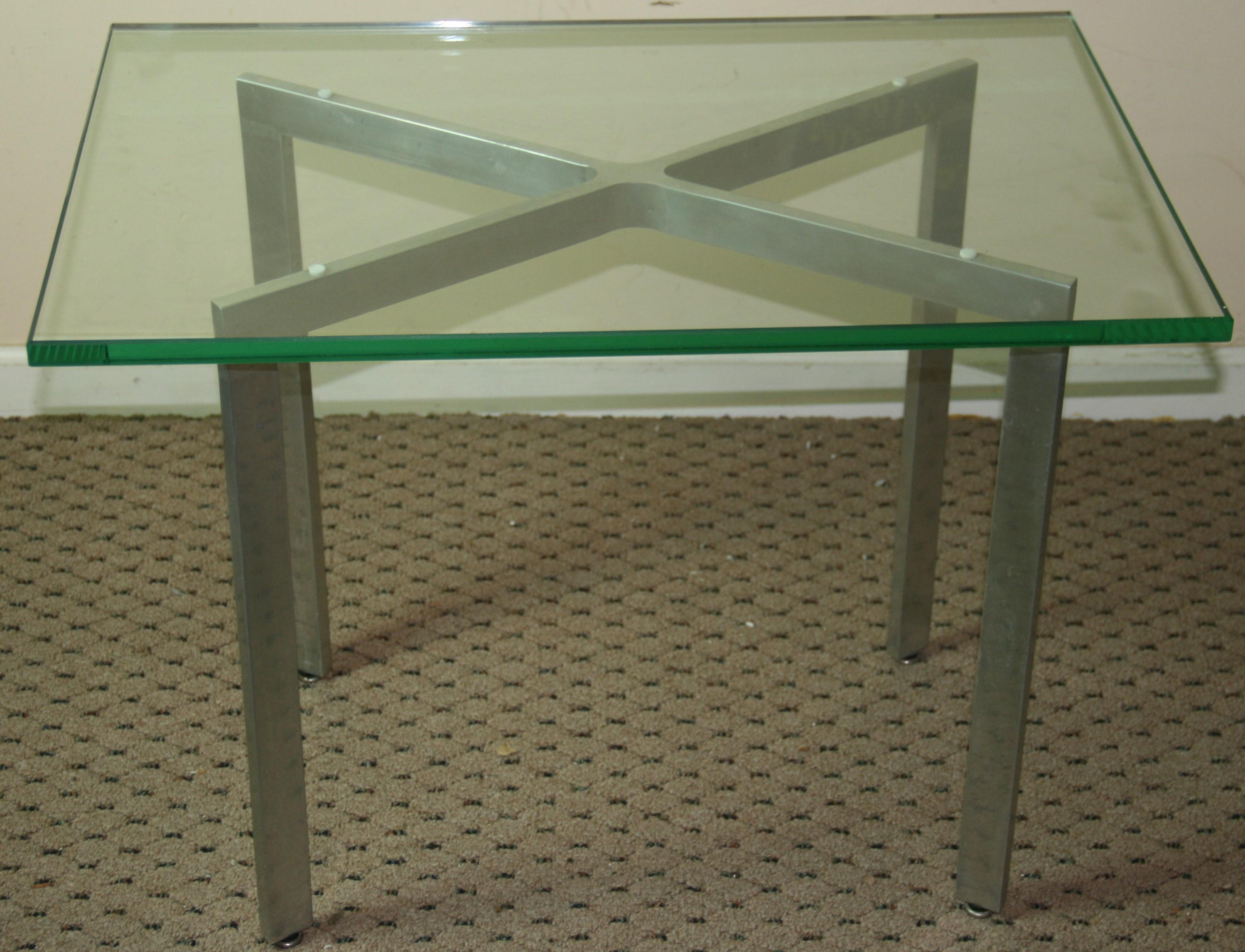 French X Base and Glass Table For Sale 3