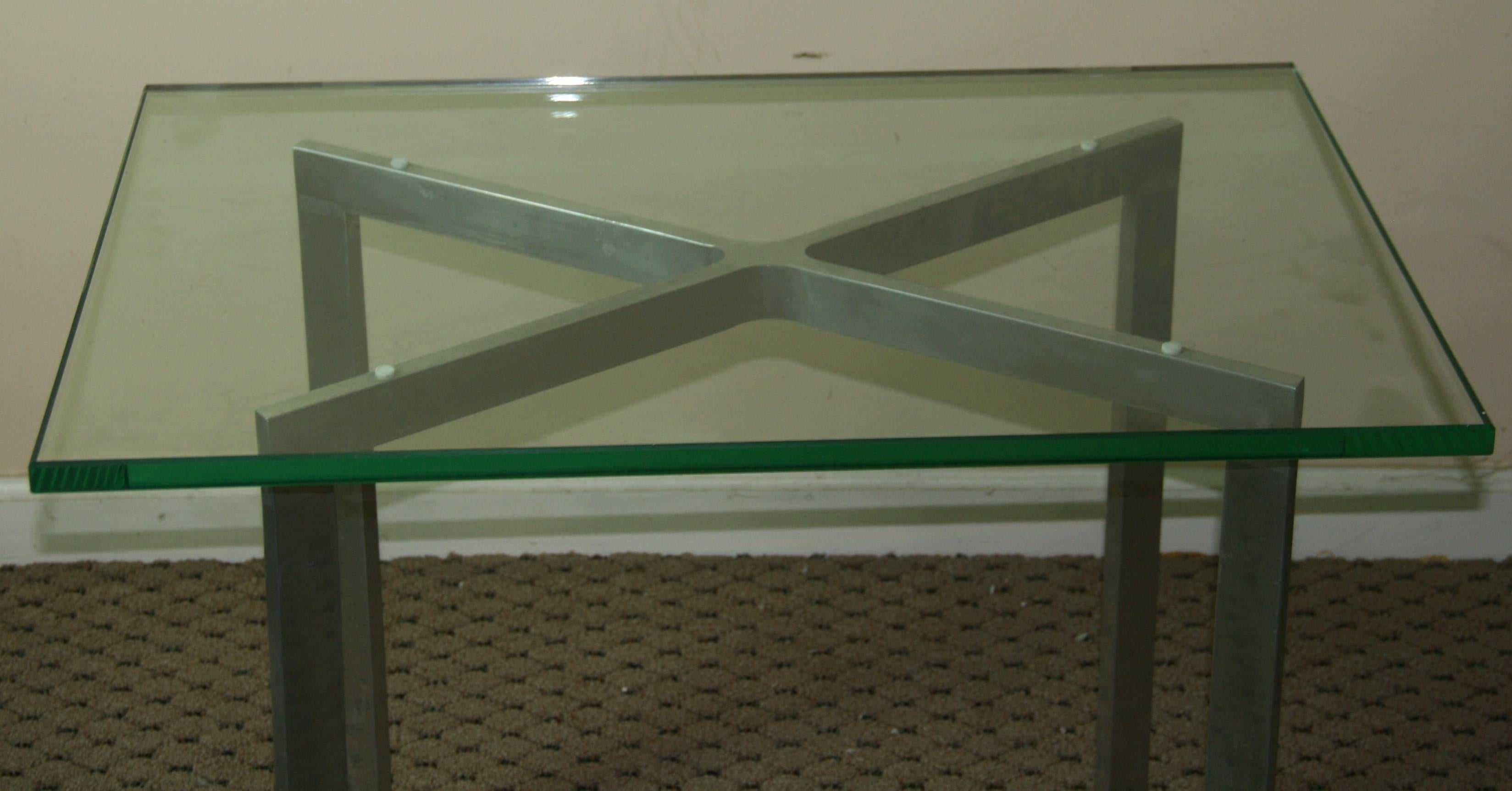 French X Base and Glass Table For Sale 4
