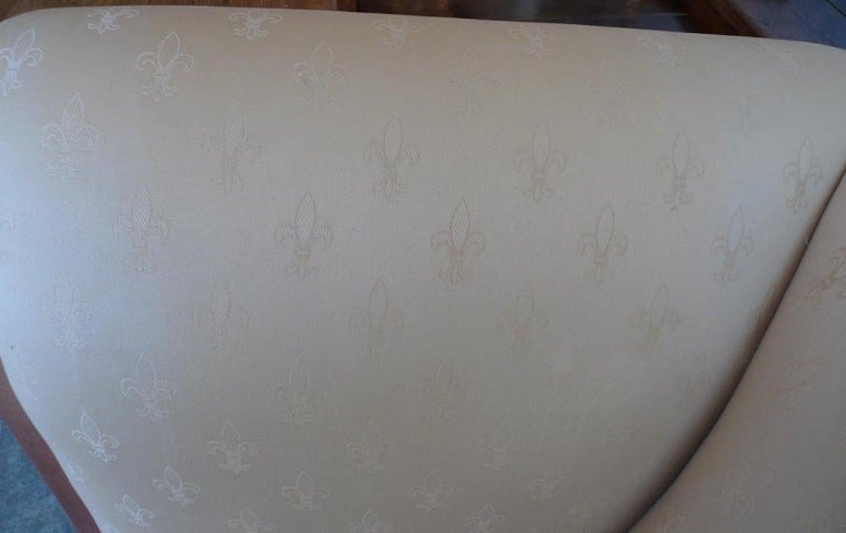French xix Empire Walnut Chaise Lounge Reupholstered with Vintage Fabric 6