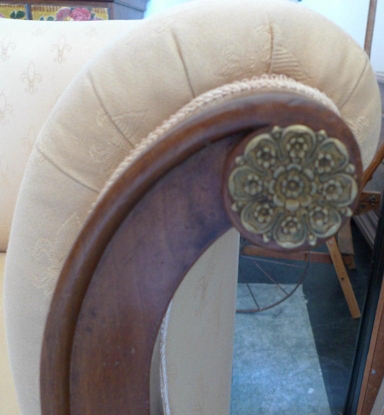 French xix Empire Walnut Chaise Lounge Reupholstered with Vintage Fabric 2