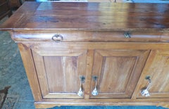 French XIX Fruitwood Buffet With 3 Doors, 3 Drawers And Original Hardware