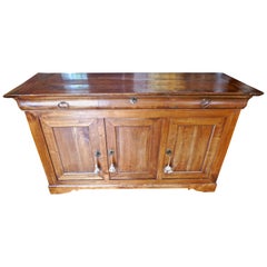 French XIX Fruitwood Buffet With 3 Doors, 3 Drawers And Original Hardware