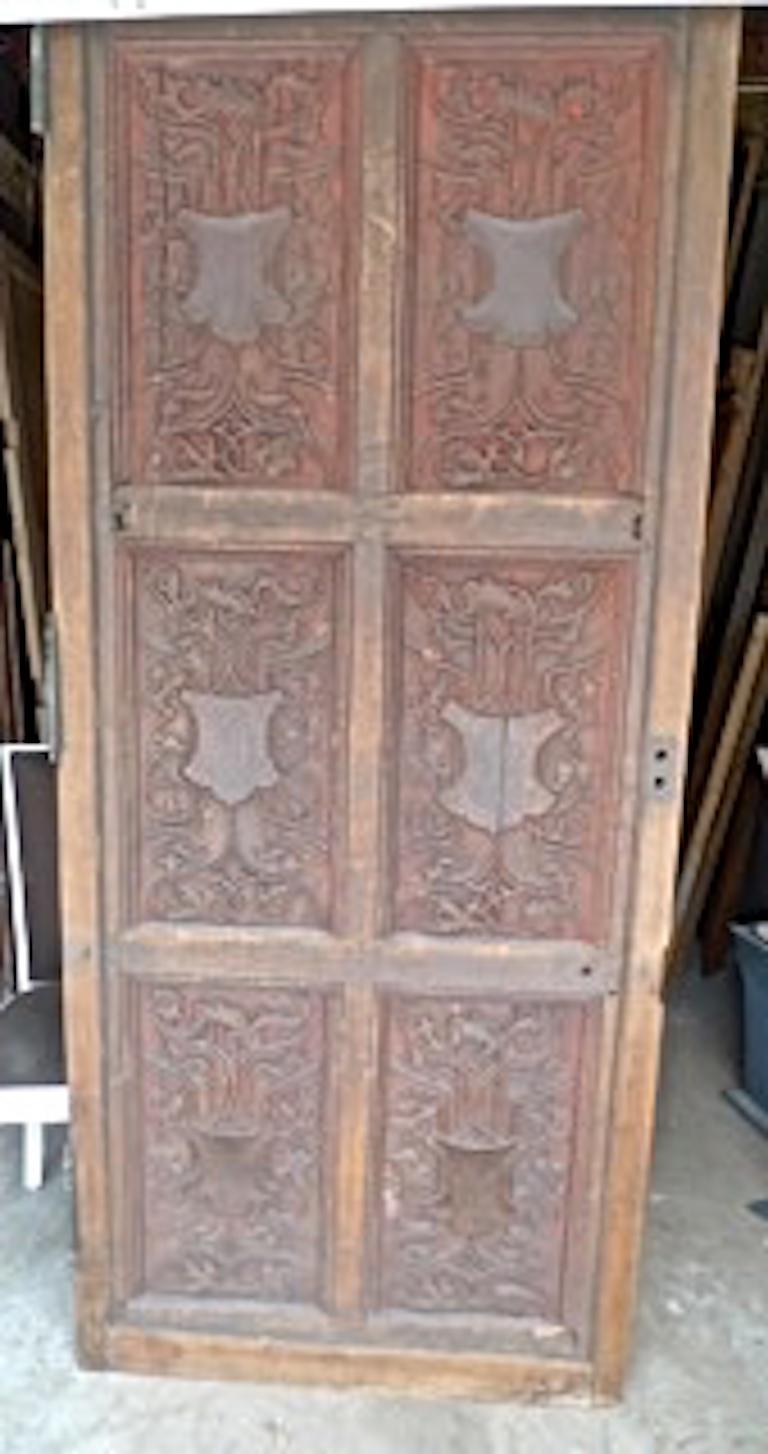 French XIX Louis XVI Hand Painted Carved Decorative Door with Original Paint 7