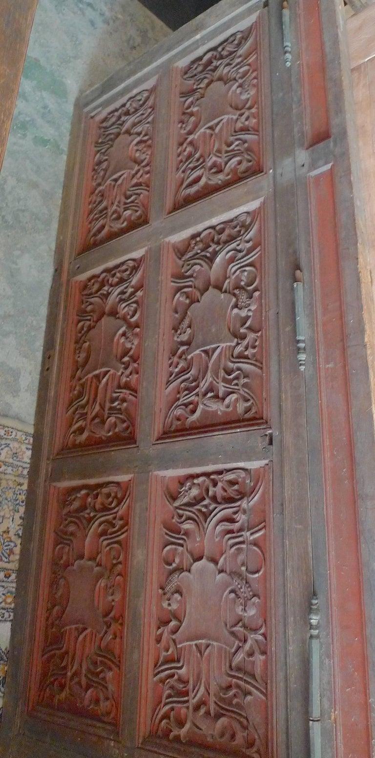 Puerta Decorativa Francesa XIX Luis XVI Tallada y Pintada a Mano con Pintura Original Madera en venta