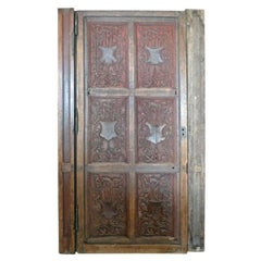 Antique French XIX Louis XVI Hand Painted Carved Decorative Door with Original Paint