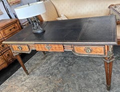 French XIX Louis XVI Kingwood and Tulipwood Bureau Desk with Tooled Morocco Top