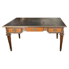 French XIX Louis XVI Kingwood and Tulipwood Bureau Desk with Tooled Morocco Top