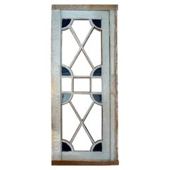 Used French XIX Louis XVI Stain Glass Framed Window or Door, 4 Glass Panels Missing