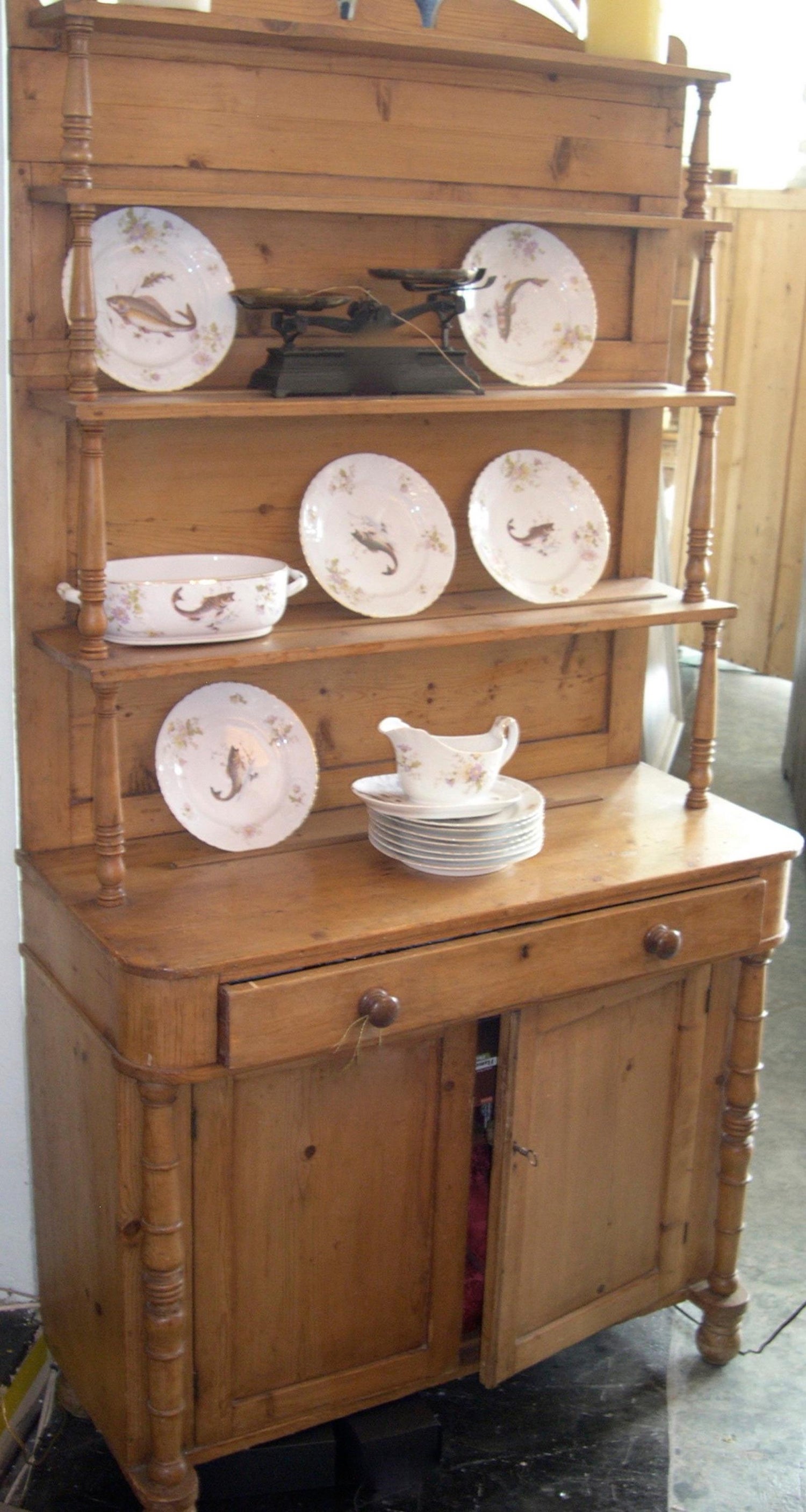 French Open Faced Country Dresser With 3 Shelves 2 Doors And One
