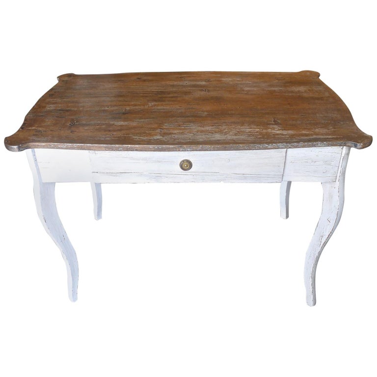 French Xix Painted Pine Desk Or Breakfast Table With One French Xix Painted Pine Desk Or Breakfast Table With One Drawer For