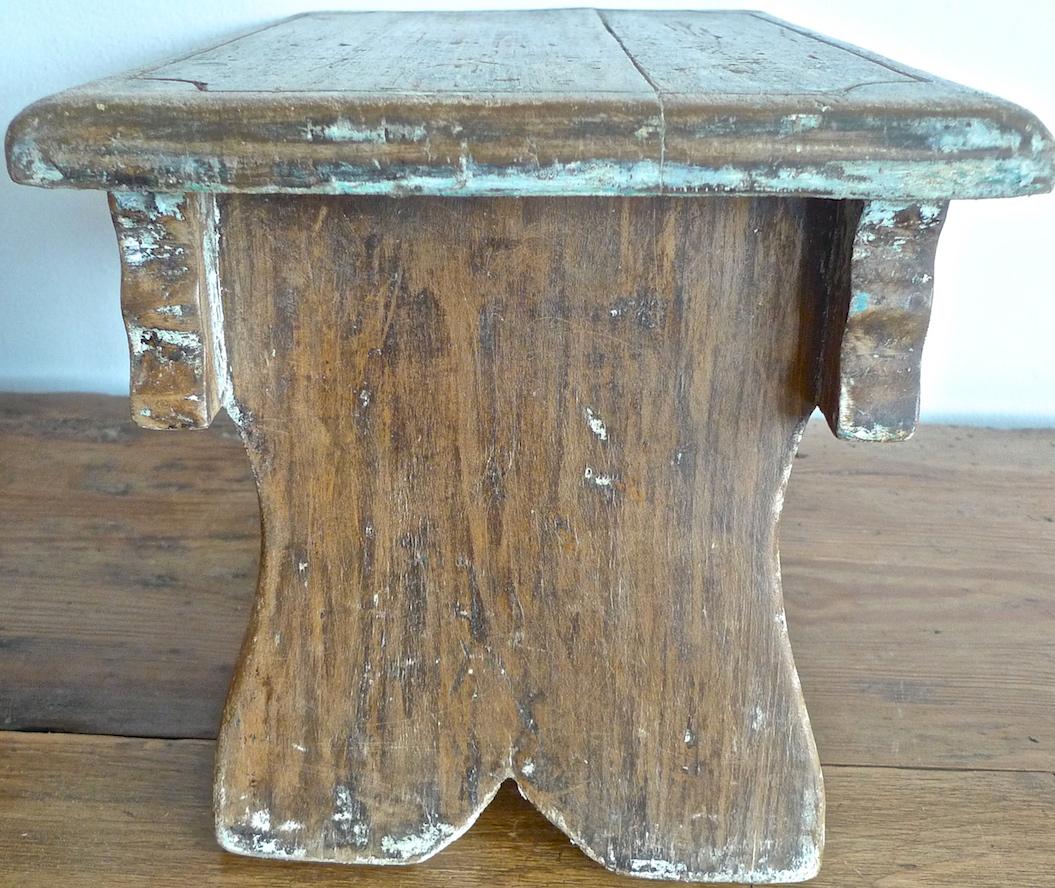 French 19th century painted wood milking stool.