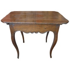 French XIX Provençal Small Hand-Crafted Stained Walnut Table With Cabriole Legs
