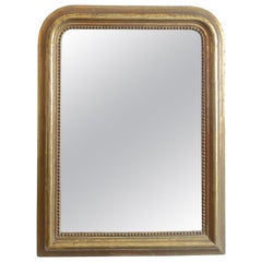 French 19th Century Small Gold-Leaf Louis Philippe Mirror with Original Glass