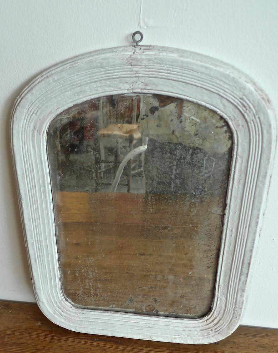 French Small Painted Wood and Gesso Portrait Mirror with Original Glass 5