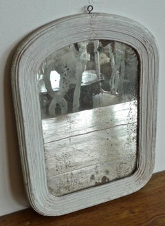 French Small Painted Wood and Gesso Portrait Mirror with Original Glass