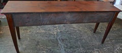 French XIX Stained Walnut Slim Console with 4 Drawers and Original Hardware