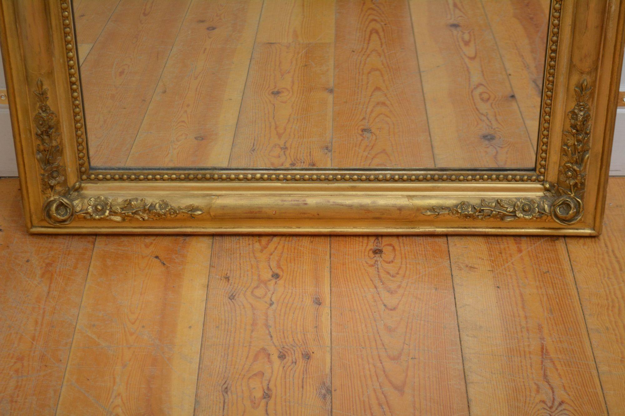 Francese Specchio francese del XIX secolo dorato H155cm in vendita