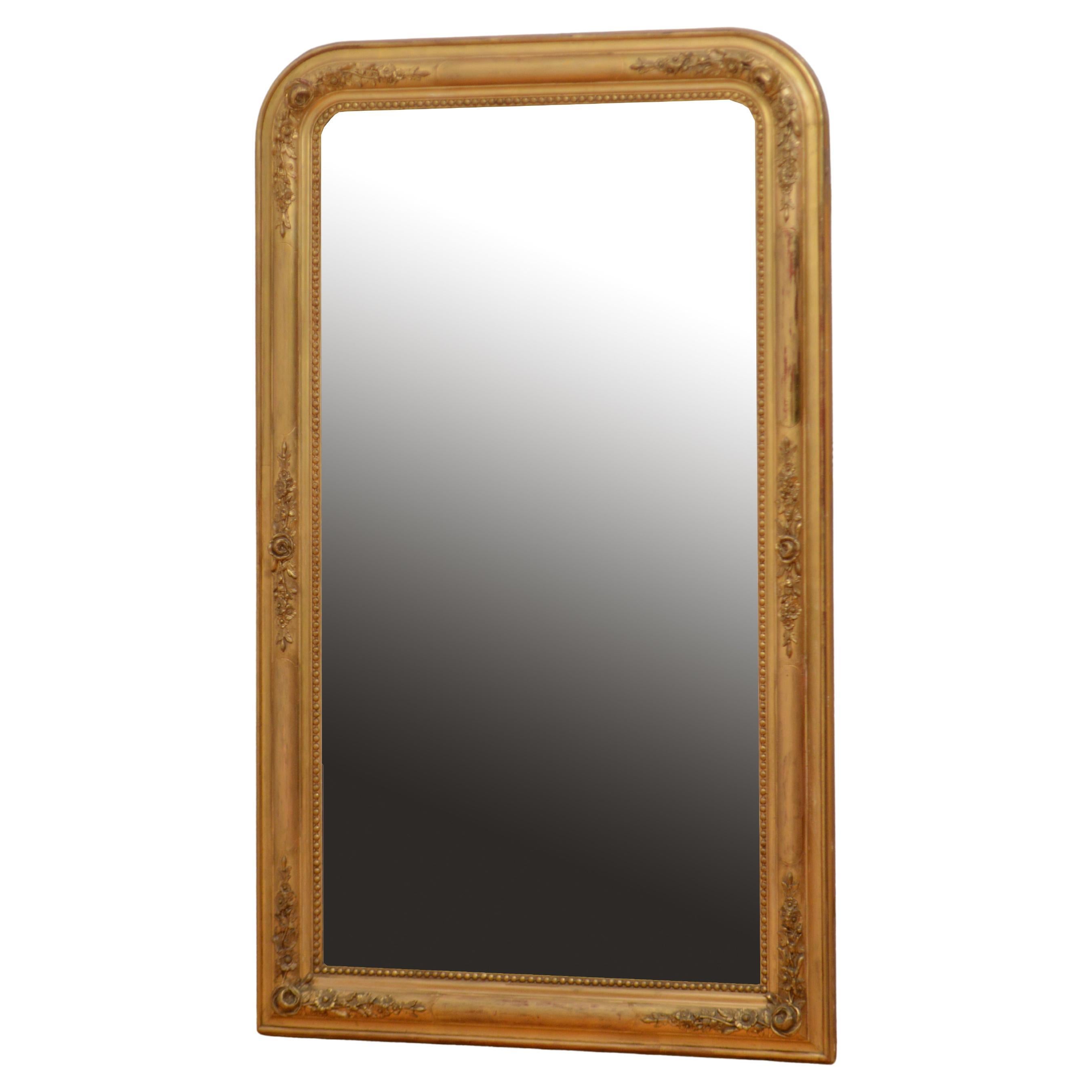 Specchio francese del XIX secolo dorato H155cm in vendita