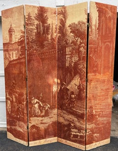 French Yellow and Red Room Divider Screen