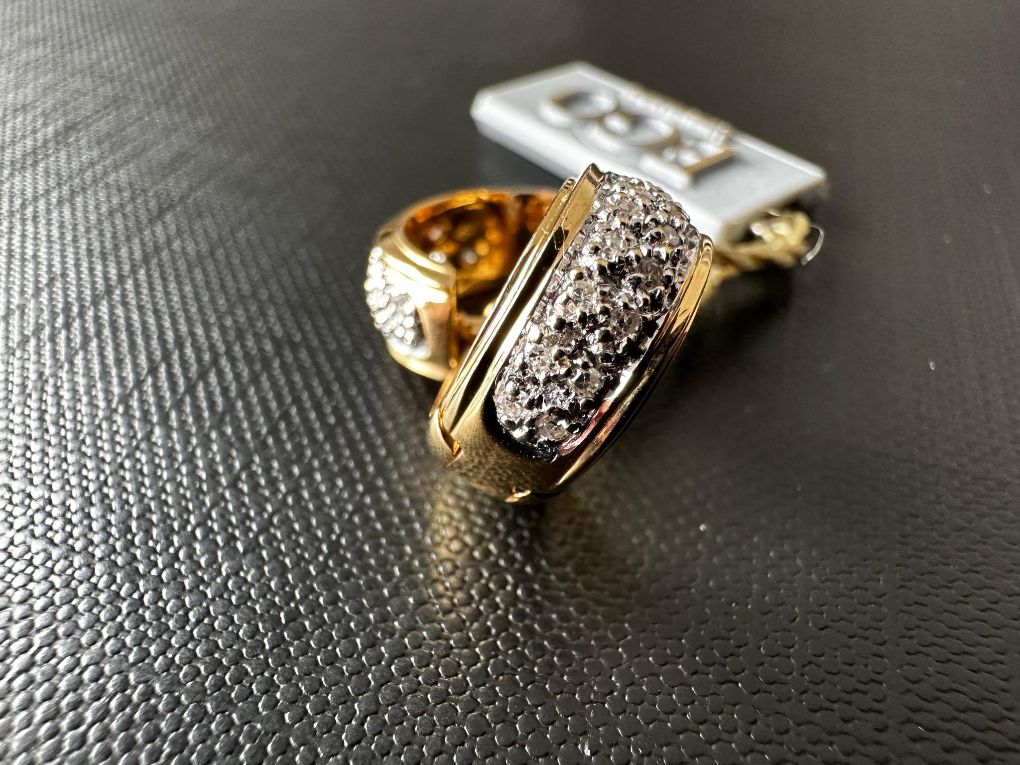 Orecchini francesi in oro giallo e bianco con diamanti In condizioni buone in vendita a Esch sur Alzette, Esch-sur-Alzette
