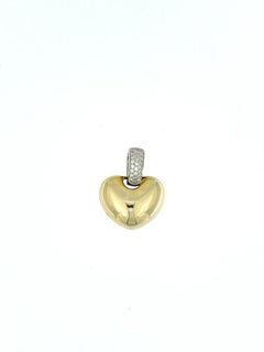 French Yellow and White Gold Heart Pendant with Diamonds