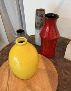 French Yellow Glazed Ceramic Vase, Mid-Century Modern, 1970