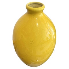 French Yellow Glazed Ceramic Vase, Mid-Century Modern, 1970