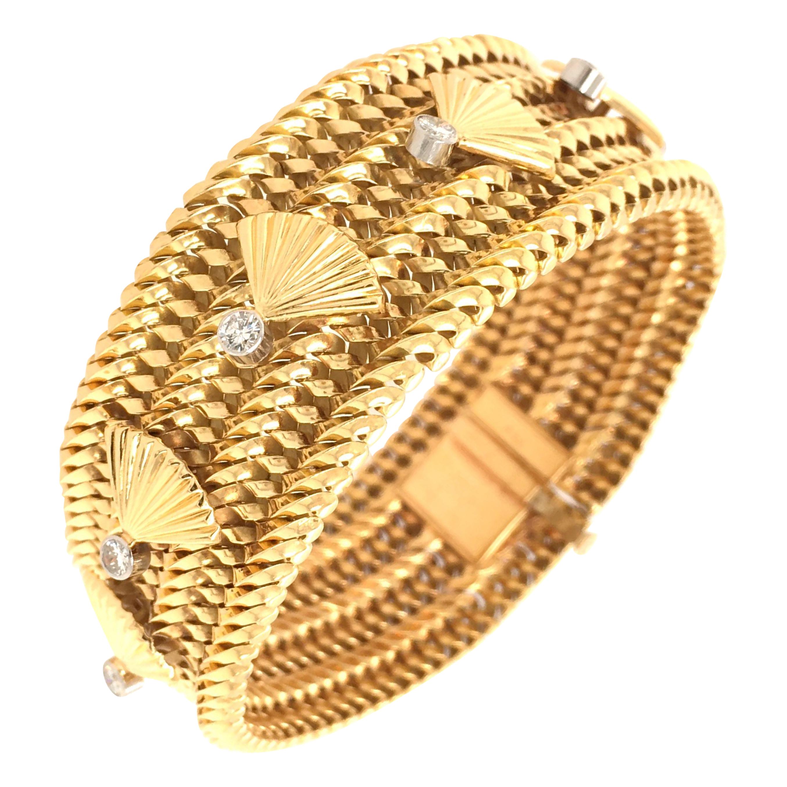 French Yellow Gold and Diamond Bracelet