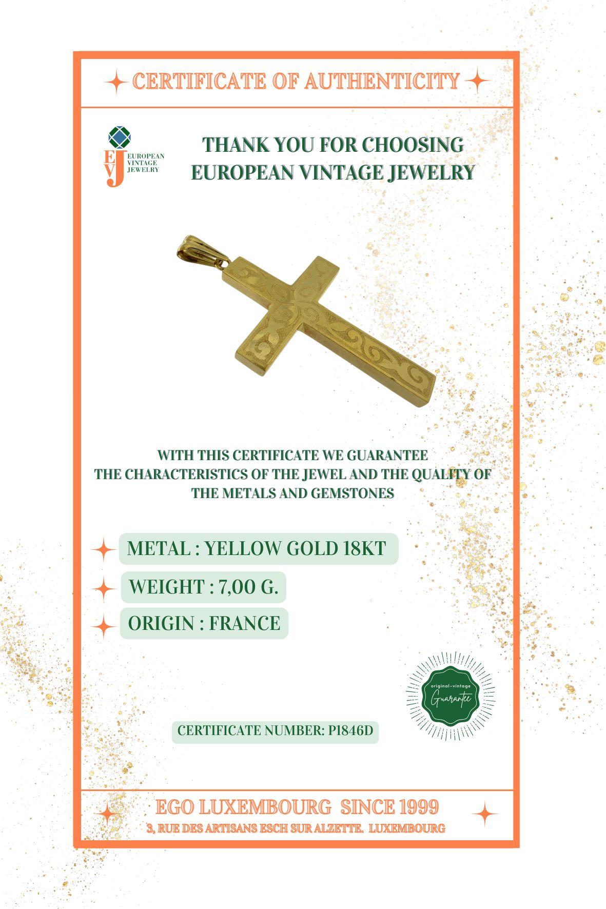 Motifs de feuilles de croix en or jaune français en vente 7