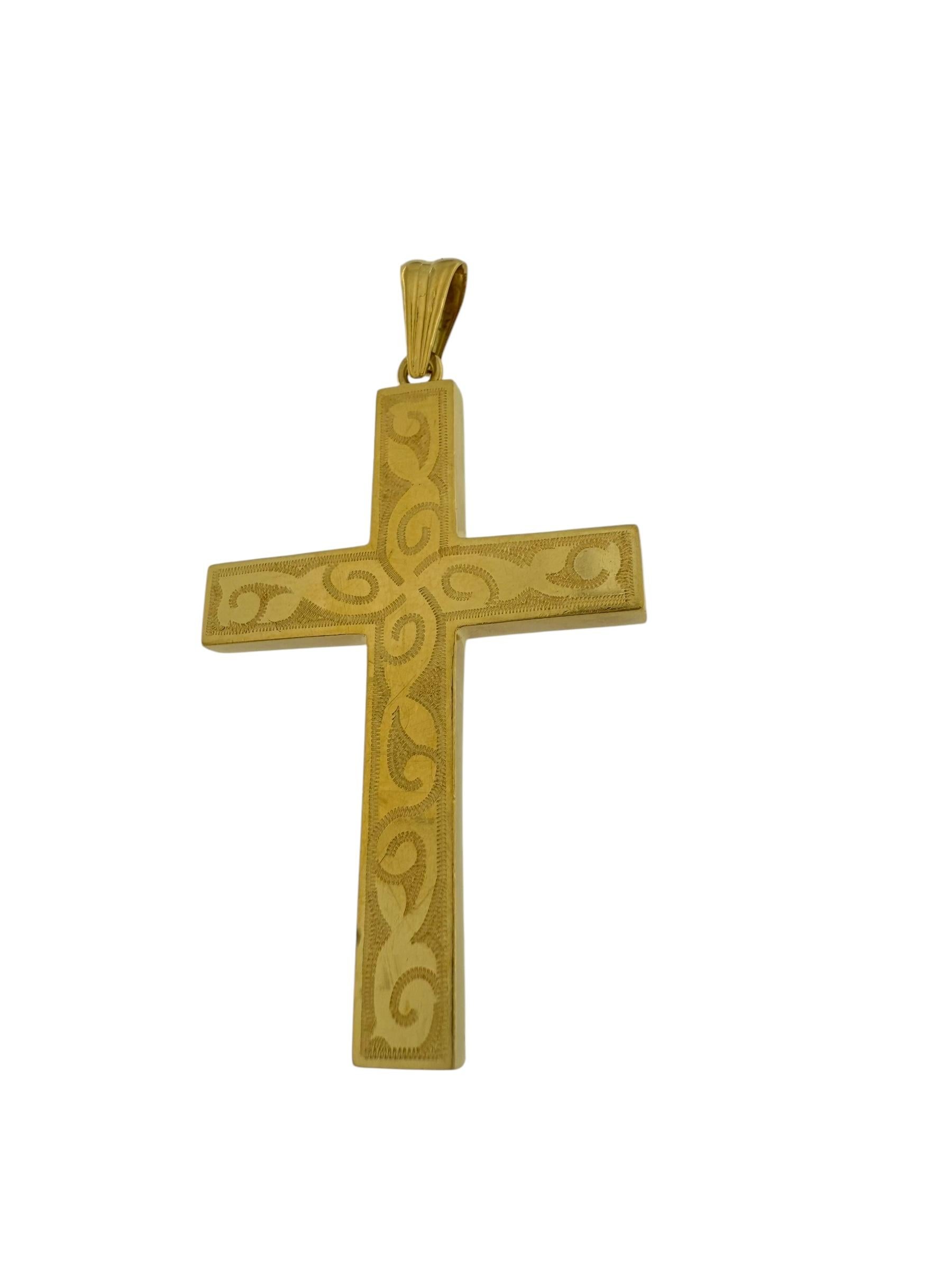 Motifs de feuilles de croix en or jaune français Unisexe en vente