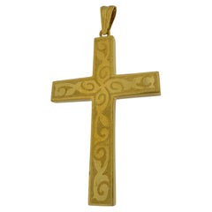 French Yellow Gold Cross Leaf Patterns