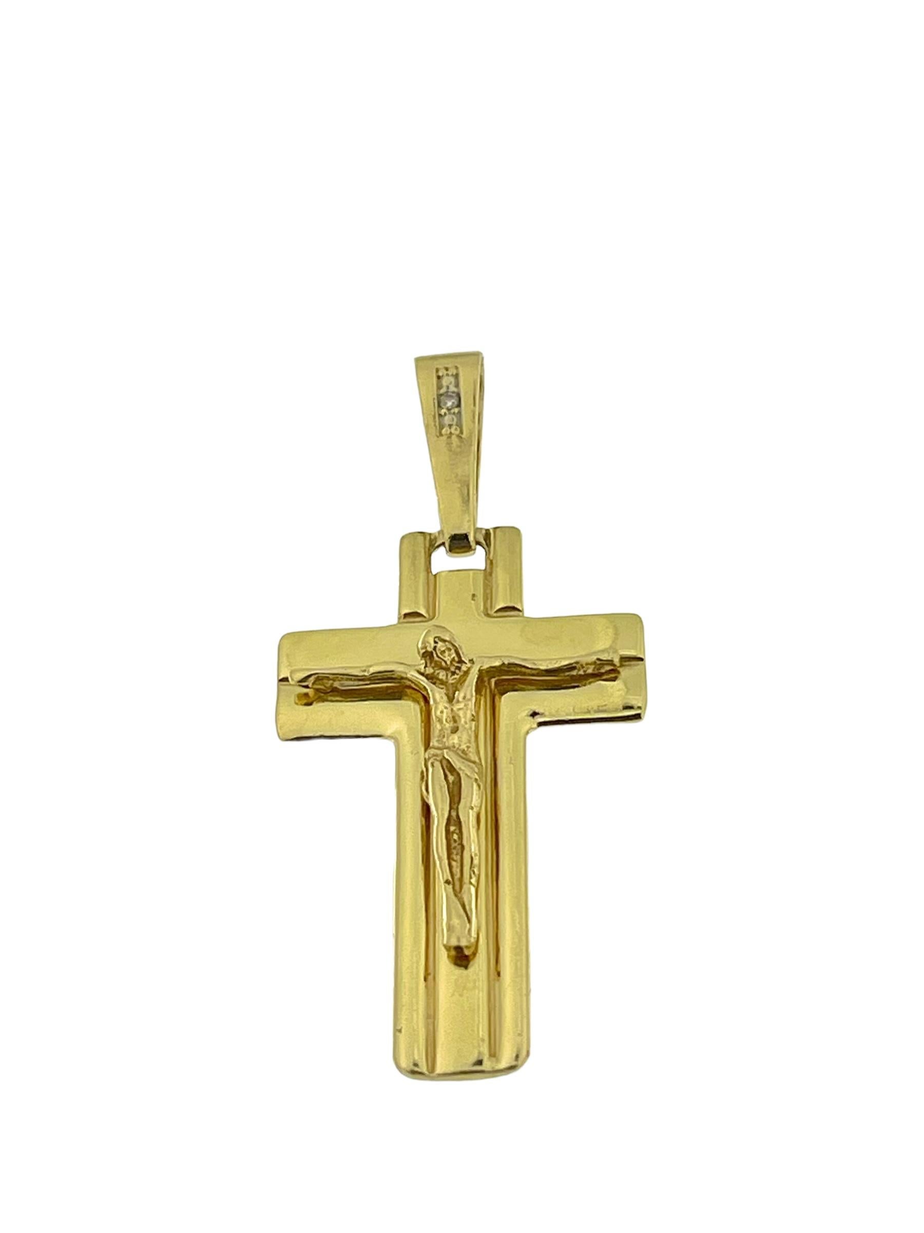 Modern French Yellow Gold Crucifix For Sale