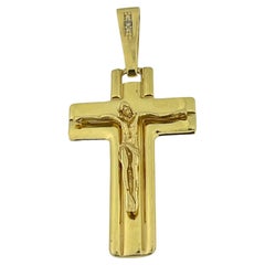 Vintage French Yellow Gold Crucifix 