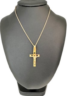 French Yellow Gold Crucifix with Chain Design